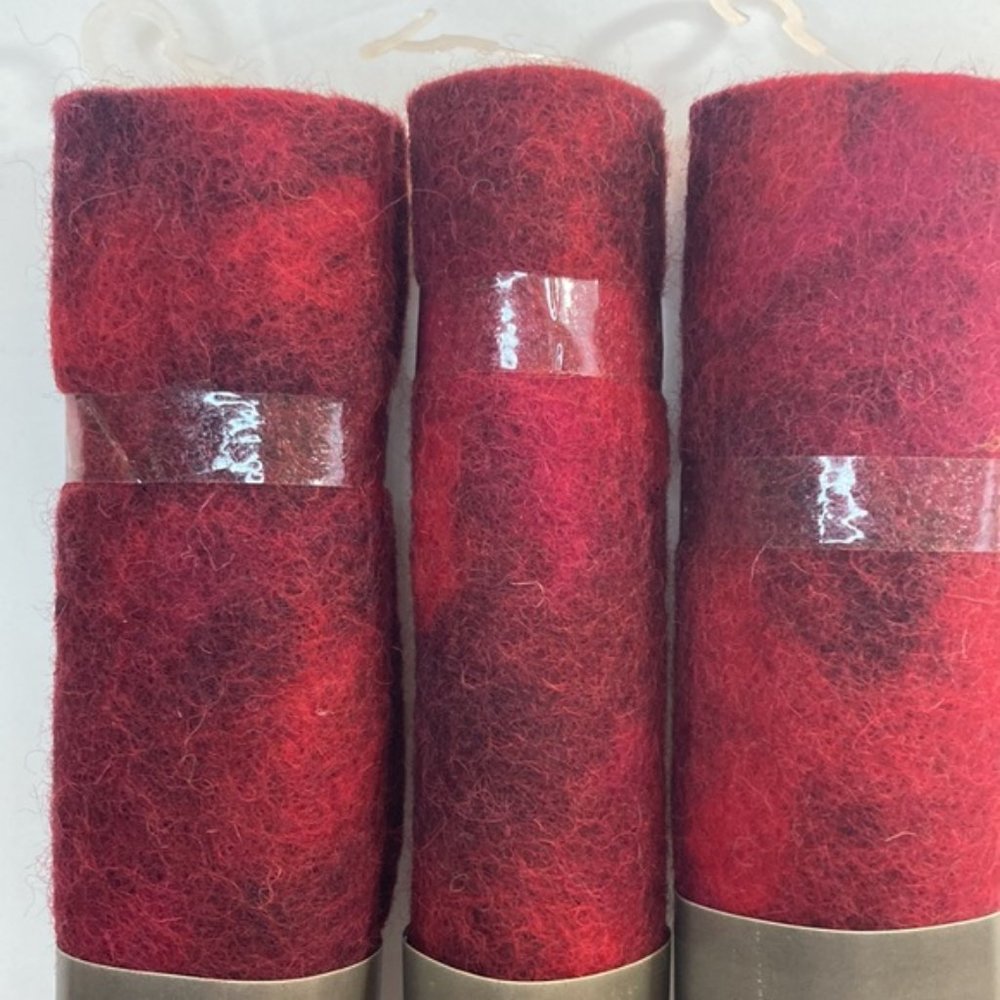 6 Rolls 100% Wool Felt Marbled Red Blended Felt Garnet Needle Felting Crafts